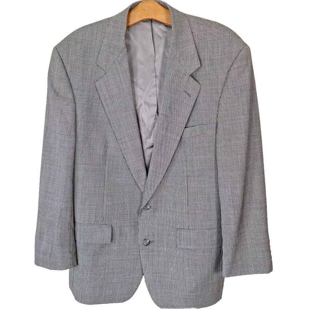 Vintage Palm Beach Houndstooth 2 Button Wool Sport Coat Jacket Blazer 43